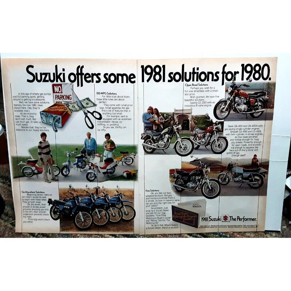 1980 1981 Suzuki Motorcycle The Performer Original Vintage print ad 80s